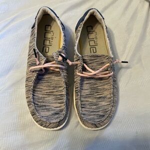 Hey Dude Textured Slip-Ons with Pink Accents